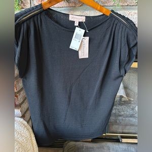 Philosophy Women’s Boat Neck Top with Gold Zippers on‎ Shoulders Size M